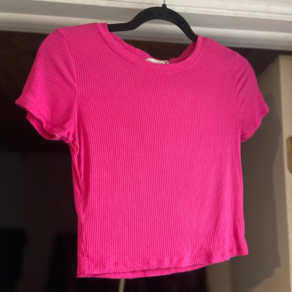 Heart & Hips Pink Ribbed Crop Top